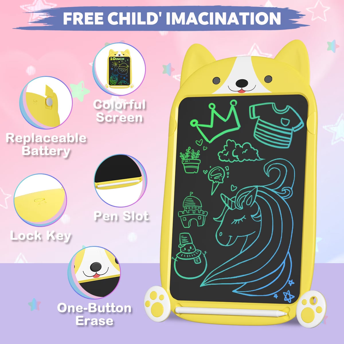 LCD Writing Tablet Doodle Board 1 Pack 10 Inch