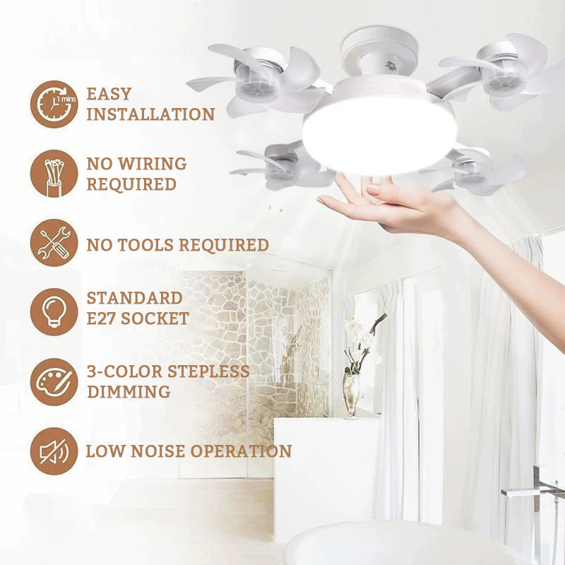 🌀New E27 Socket Ceiling Fan Light – 2-in-1 Silent LED Fan with Remote Control, Energy-Saving Cooling & Lighting Combo for the Home Bedroom